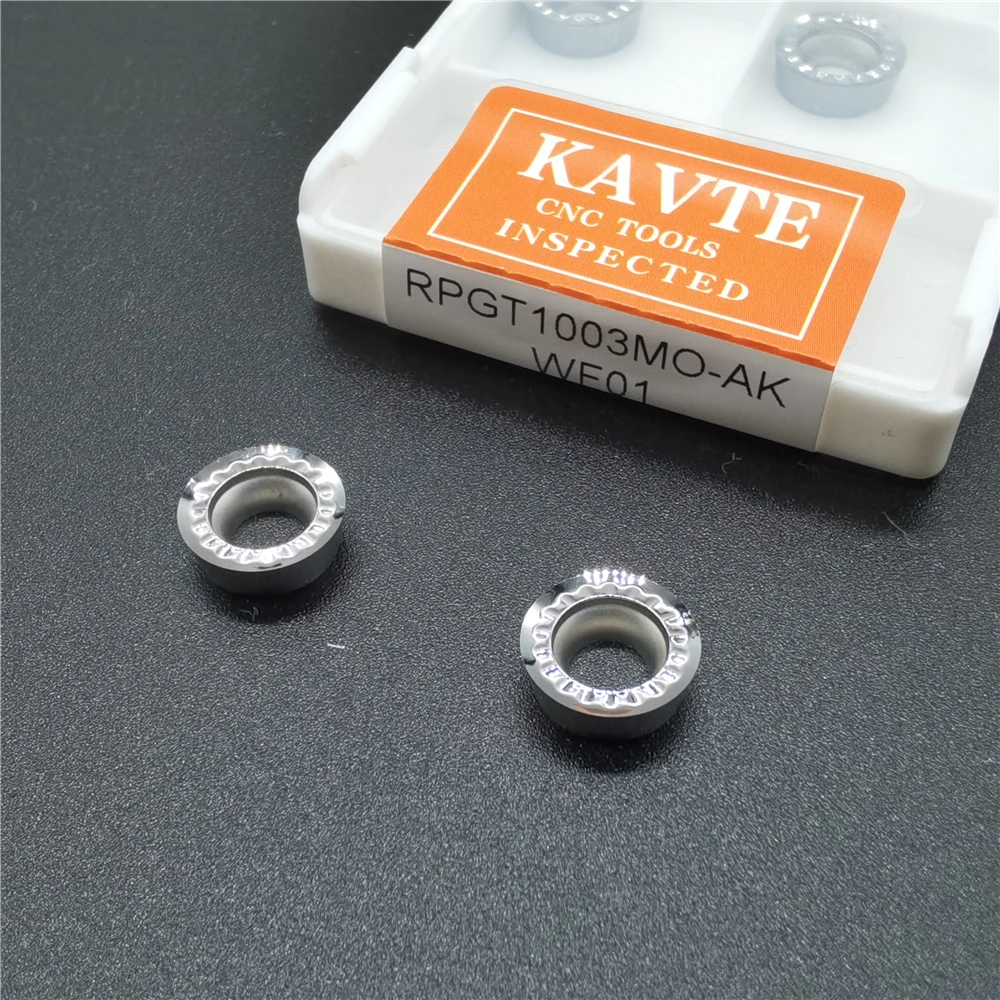 

10 шт., алюминиевые Токарные Вставки KAVTE RPGT1003 RCGT1003MO-AK, Круглые лезвия RPGT, RCGT10T3, карбидный токарный станок с ЧПУ, резак RCGT1204 RPGT1204