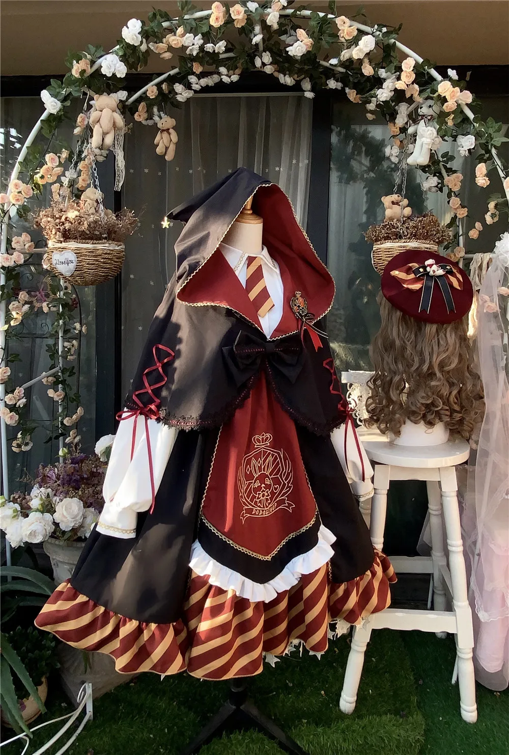 Uniforme de sorcière gothique pour fille, ensemble Everak Magic School, haut Lolita doux, manteau victorien mignon Kawaii, cosplay JK, Angleterre