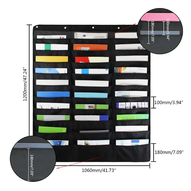 30 Pocket Storage Pocket Chart Hanging Wall File Organize Your Assignments Files