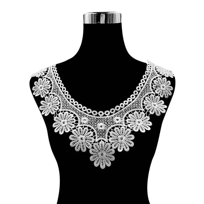 Hollow Out Applique Neckline Neckband Fake Collar Lace Embroidered Collar Solid Color Sewing Supplies Water Soluble Lace Collars