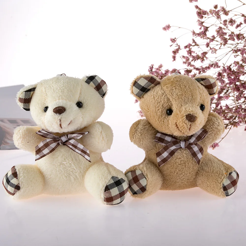 10CM Cute Bow Tie Teddy Bear Keychain Schoolgirl Bag Pendant Little Bear Doll Wedding Throw Christmas Gifts To Boyfriend