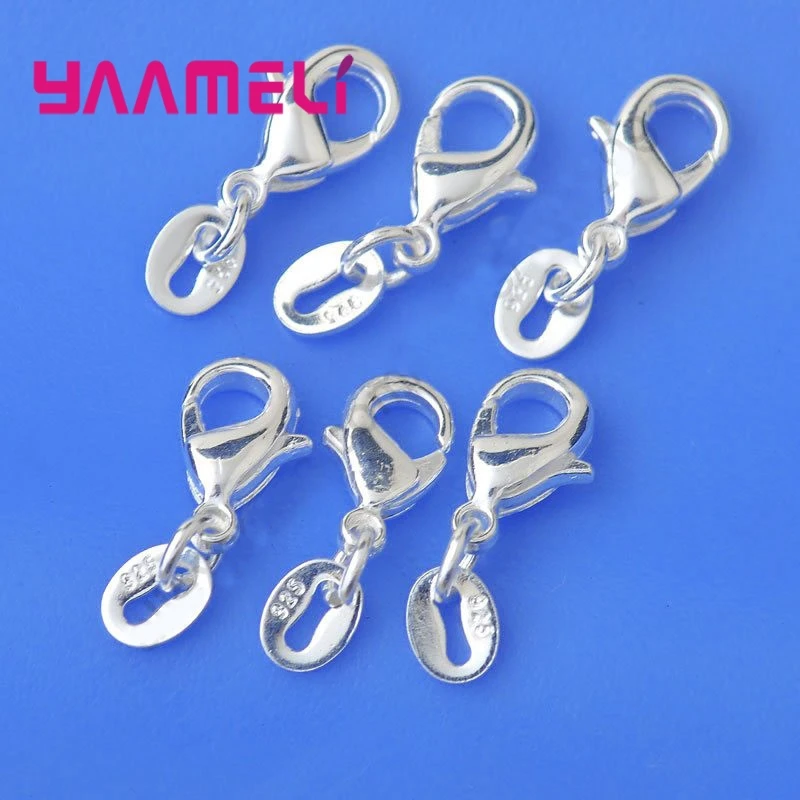 Jewelry Findings 50PCS Genuine Real Pure 925 Sterling Silver Lobster Clasp Jump Rings Fittings Connector Components Bulk