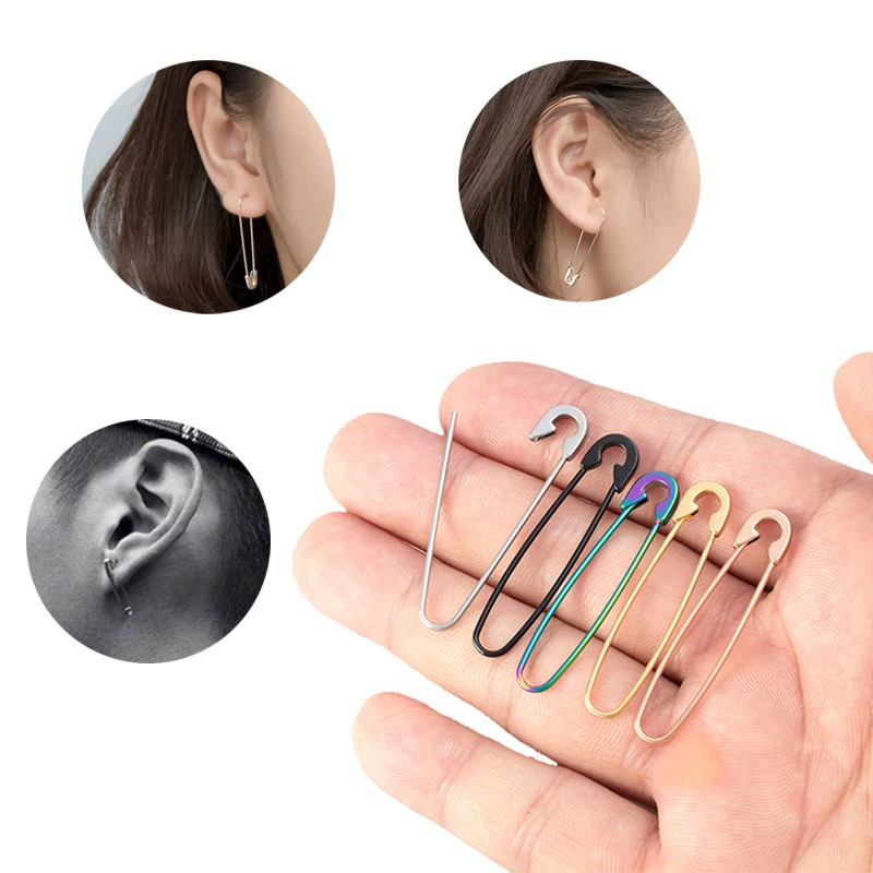 1-2pcs Paper Clip Eyebrow Ring Stainless Steel Helix Cartilage Earring Tragus Ear Piercing Stud Women Fashion Body Jewelry 18G