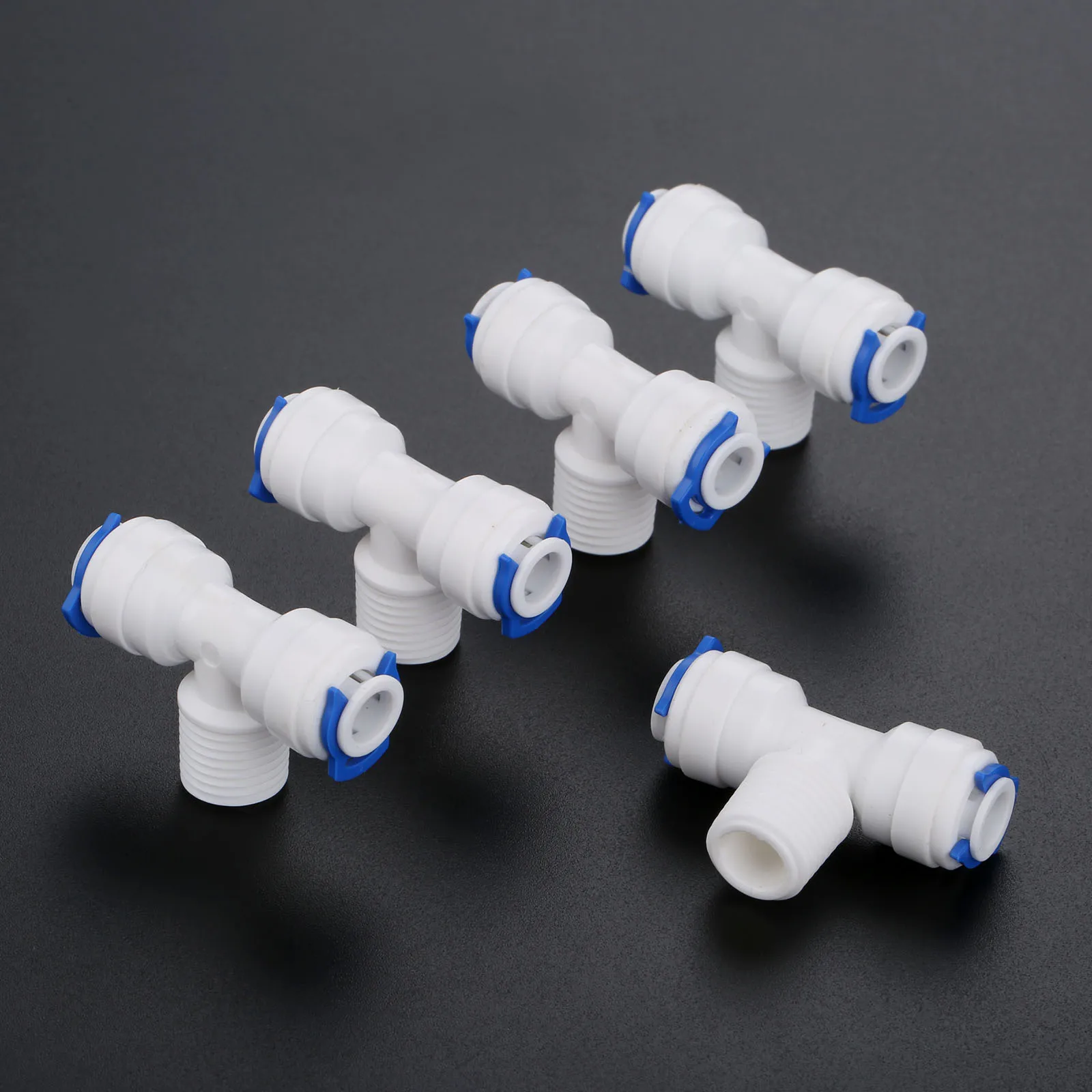 

5Pcs 1/4" OD Hose To 1/4" BSP Male Thread RO Water Plastic Pipe Quick Connector Reverse Osmosis System Fitting T Shape Tee