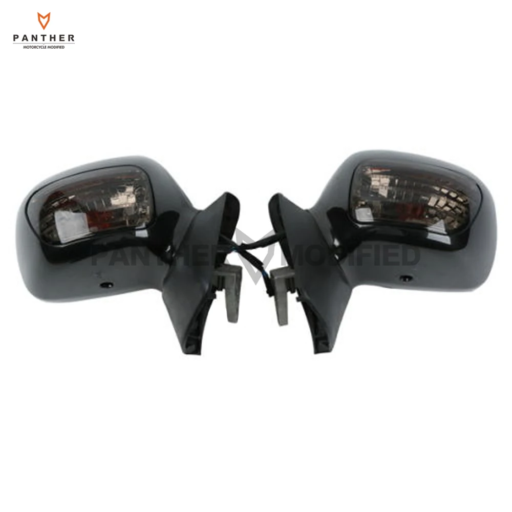 Black Motorcycle Rear View Mirrors with Smoke Signal Light Case for Honda Goldwing GL1800 2001-2011