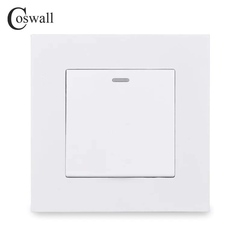 COSWALL Simple Style PC Panel 1 Gang 1 Way On / Off Light Switch Wall Rocker Switch White Black Grey Gold Color AC 90-250V 16A