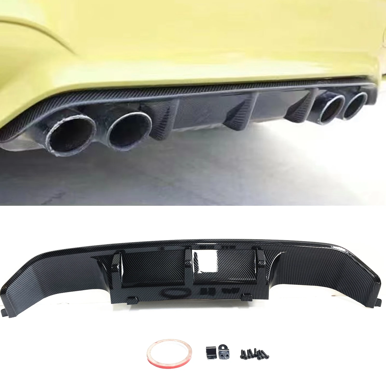 

Rear Bumper Diffuser Lip For BMW F80 M3 F82 F83 M4 2015 2016 2017 2018 2019 2020 Carbon Fiber Look Boot Spoiler Plate Splitter