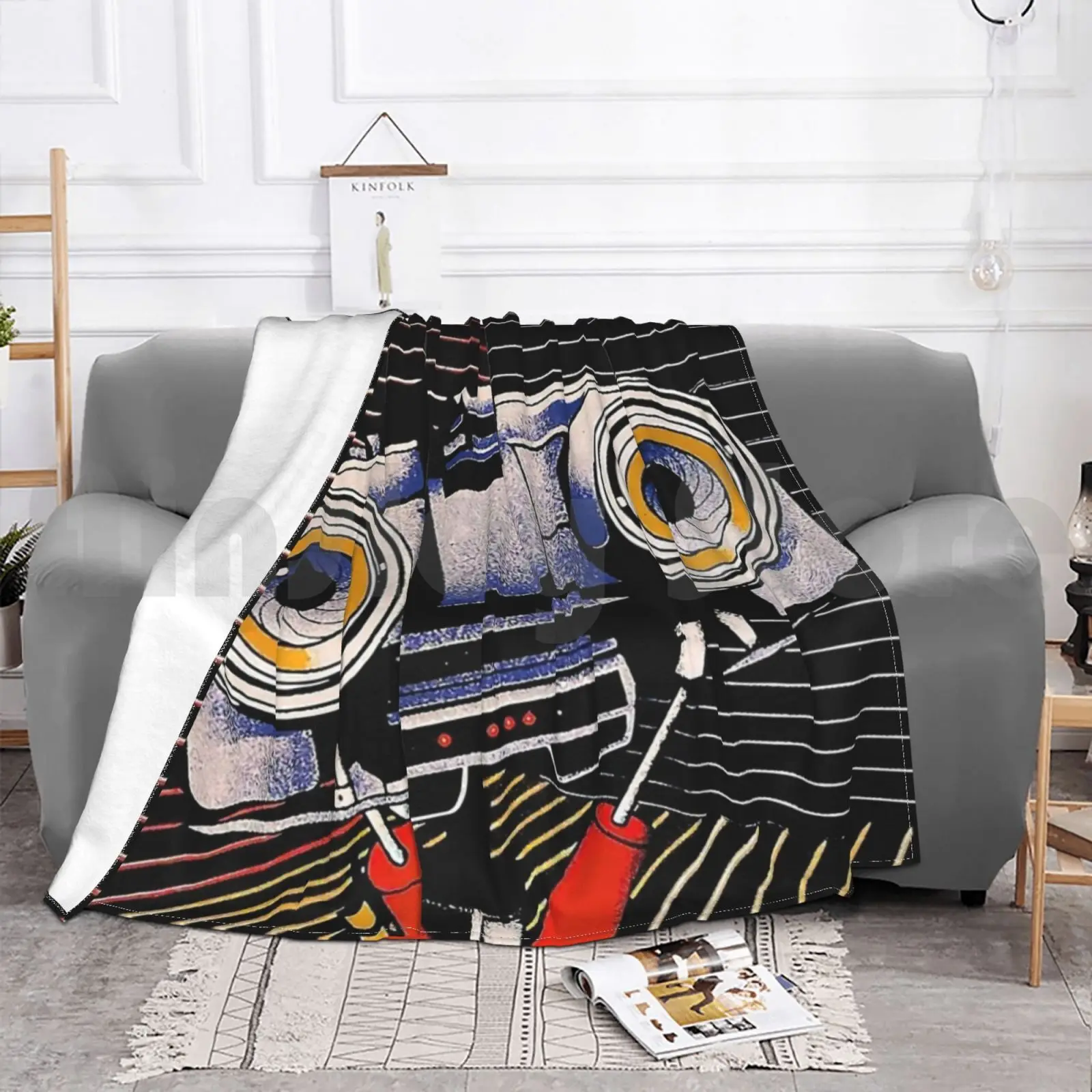 Number 5 Is Alive! Blanket Super Soft Warm Light Thin Johnny 5 Shorticircuit Funny Humour Cute Robot Cute Robot Retro image 4