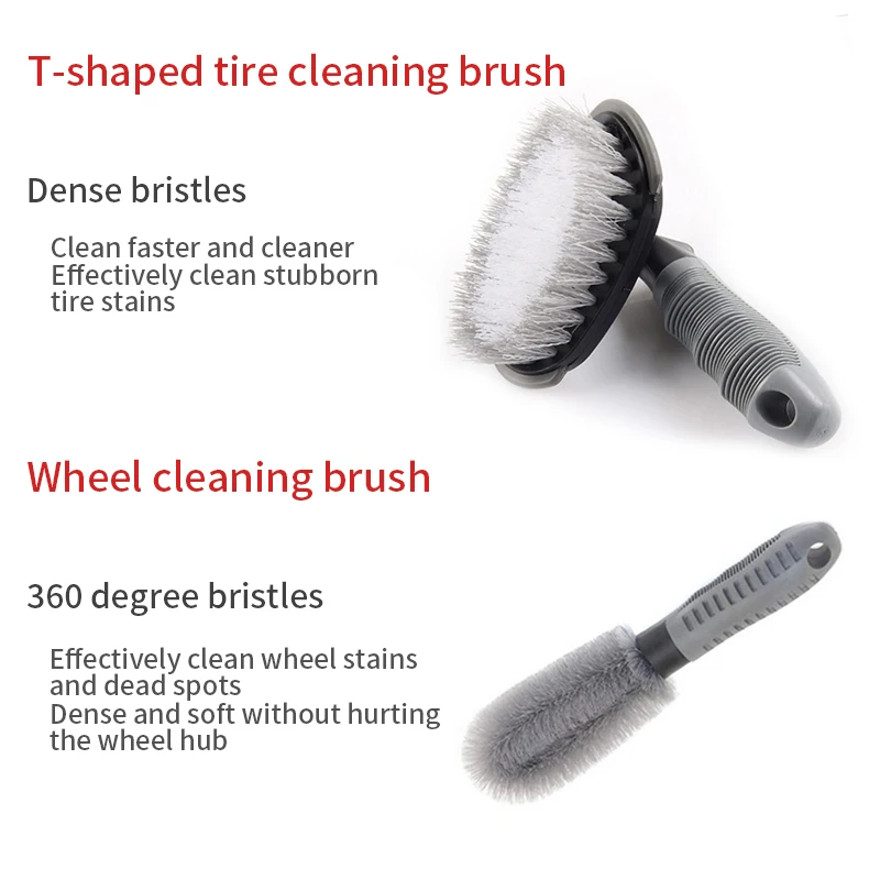 SEAMETAL Car Wheel Brush Tire Cleaning Brushes Tools Car Rim Scrubber Cleaner Duster Motorcycle Truck Wheels Car Detailing Brush