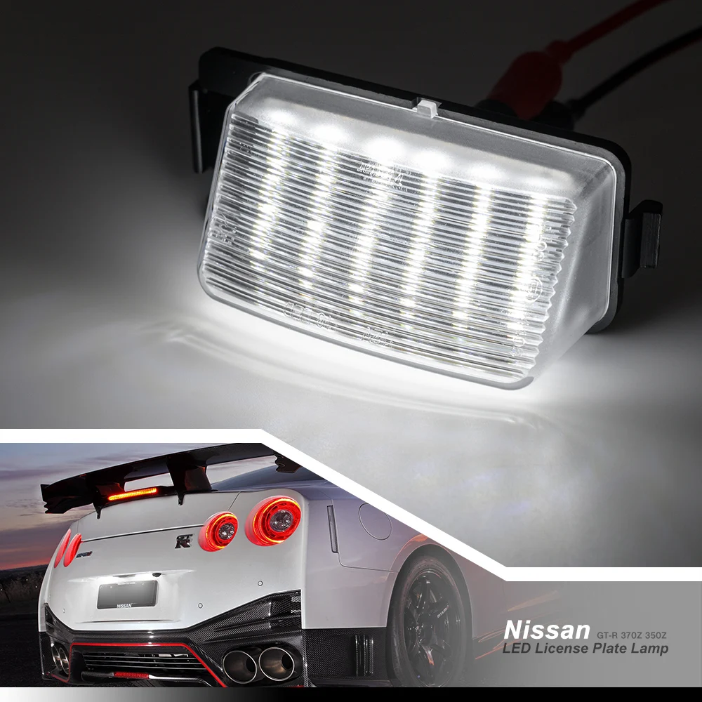 2pcs LED License Number Plate Lights For Nissan Versa 4D 5D Livina GTR R35 Cube 350Z 370Z Z12 370Z Z34 Leaf Pulsar Infiniti G35