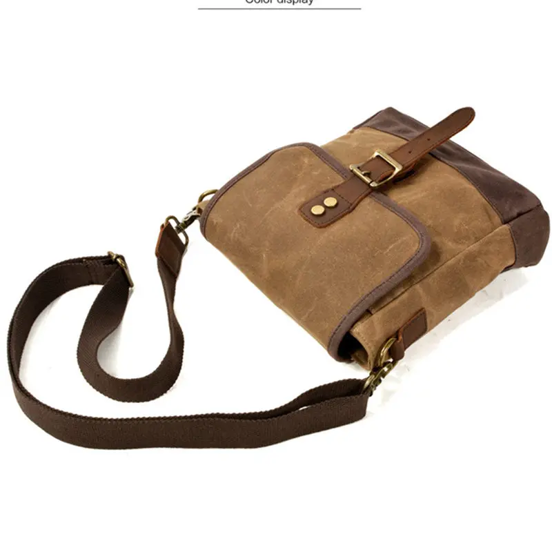 SCIONE Men Shoulder Bags Oil Wax Canvas Leather Crossbody Bag Men Military Vintage Casual Travel Outdoor Messenger Bags