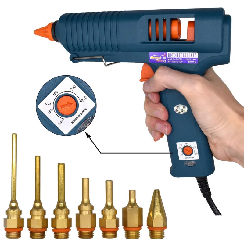 Adjustable Temperature Hot Melt Glue Gun Pure Copper Replaceable Nozzle Handmade Repair Household Universal Use 11mm Rod