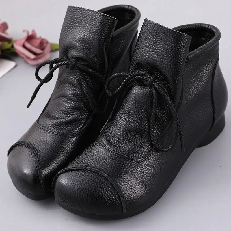 Booties Woman 2024 Soft Plush Ankle Boots for Women Fashion Lace up Autumn Shoes Wedge Heel Female Boot Leather Platform Shoes