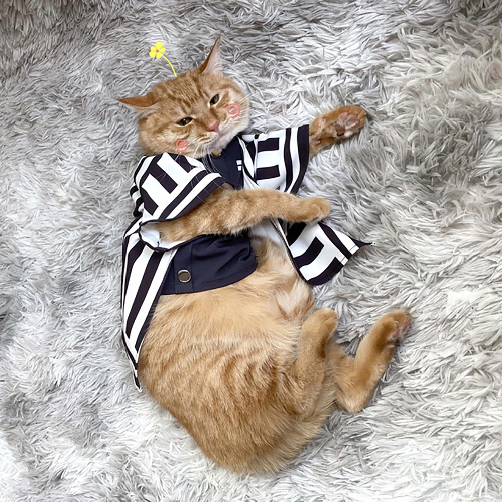 Cat Clothes Cosplay Costume Clothing for Cats Japanese Cartoon Characters Suit for Cat Funny Cat Clothes for Pets Tanjiro Kamado