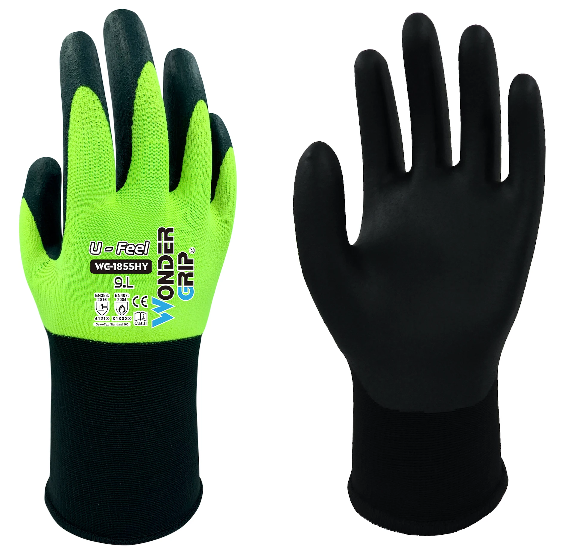 Touch Screen Gardening Work Glove Auto Plumber Mechanical Landscaping Rigger Safety Mittens Black Sandy Micro Foam Nitrile