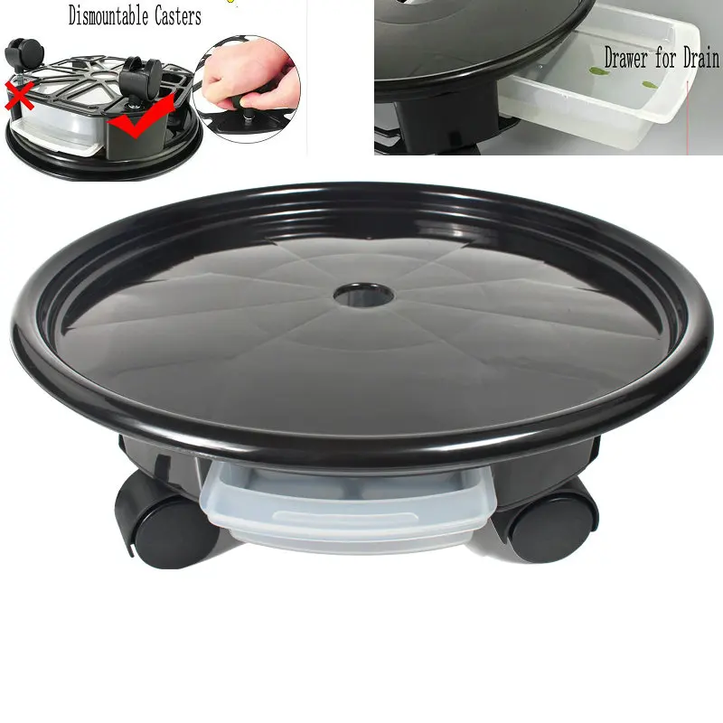 

HQ CD01 Resin Round Transport Moving Bottom Stand Trolley with Detachable Casters and Draw for Plant Flowerpot Sundries Dolly