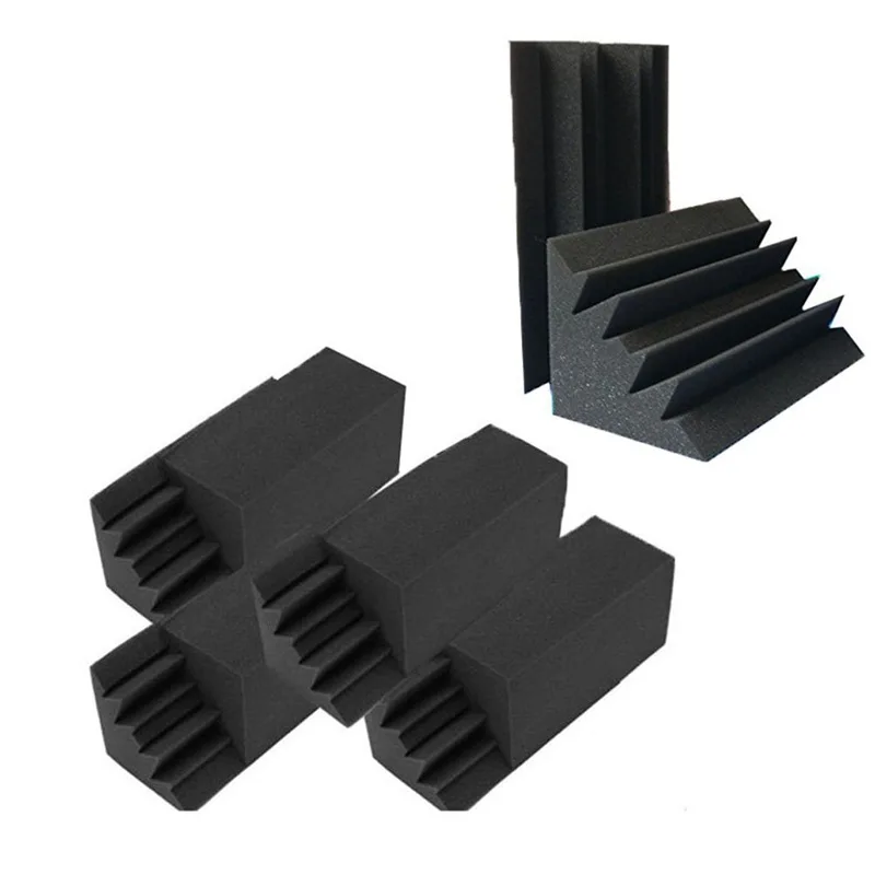 New 8 Pack of 4.6 in X 4.6 in X 9.5 in Black Soundproofing Insulation Bass Trap Acoustic Wall Foam Padding Studio Foam Tiles 8P