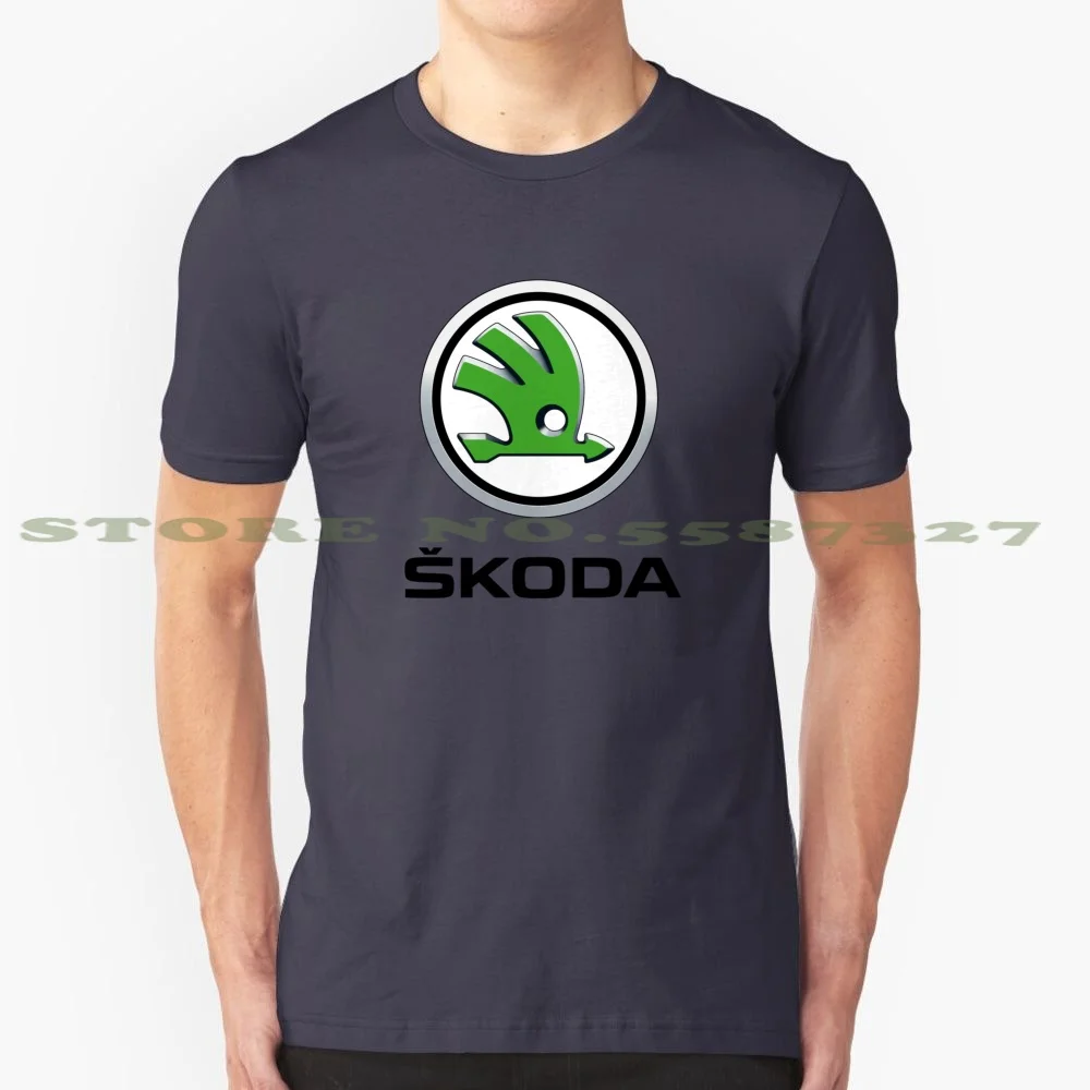 Skoda Auto Logo Black 100% Cotton T-Shirt