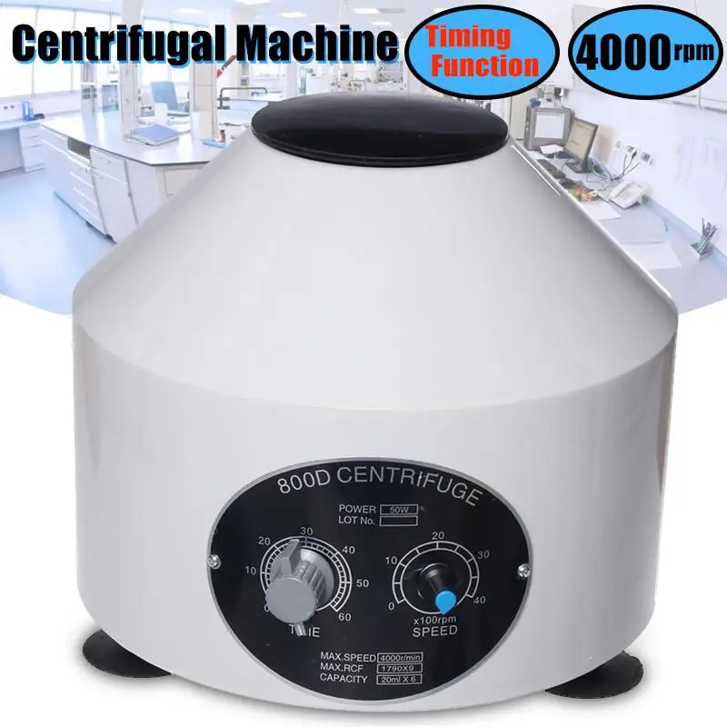 

220V 800D Mini Electric Centrifuge Lower-speed Laboratory Blood Centrifugal Machine 4000rpm Timing Function Centrifugal for PRP