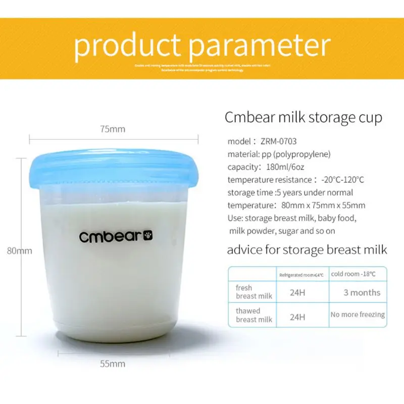 4 бутылки для хранения грудного молока Набор 180 мл Новорожденные грудное молоко стаканы для хранения широкая шея еда морозильная камера свежая чашка