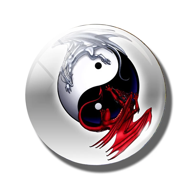 Black And White Tai Chi Yin Yang Fridge Magnet Glass Dome Yin Yang Gossip Chart Message Board Stickers Featured Home Decoration