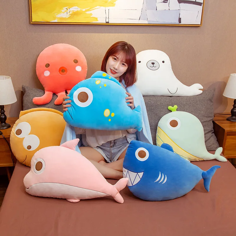 

New Cartoon Whale Shark Marine Life Plush Toy Baby Soft Marine Life Cover Pillow Doll Children Quilt Birthday Gift