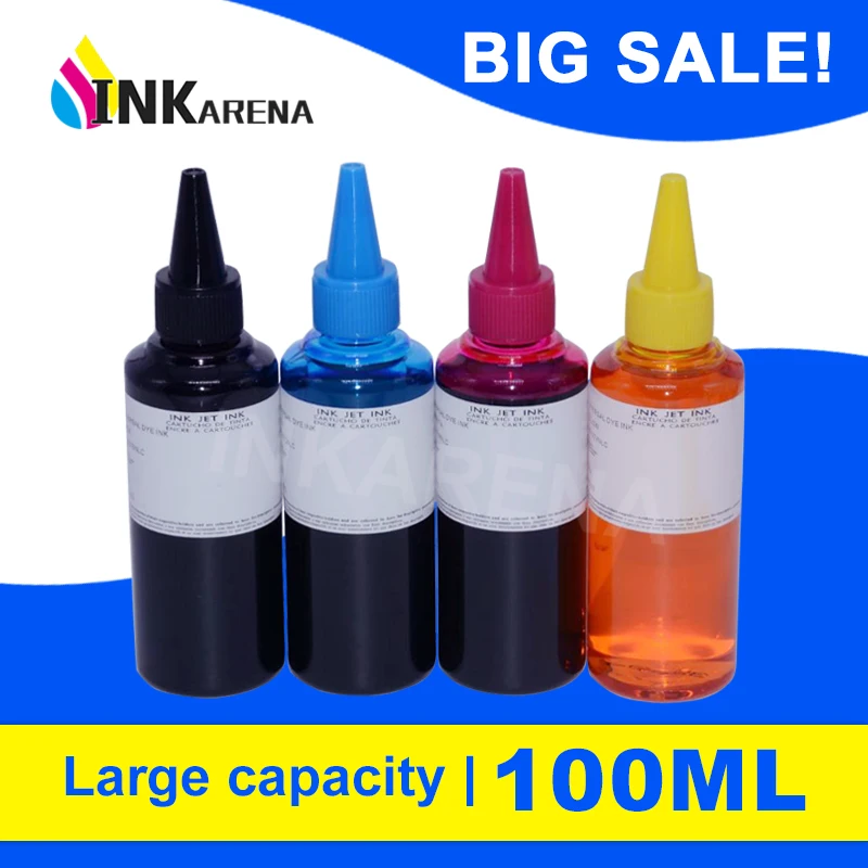 INKARENA 100ml Bottle Dye Ink Refill Kit For Canon Pixma Cartridge PG 440 445 510 512 545 540 XL CL 441 446 511 513 Printer Ciss