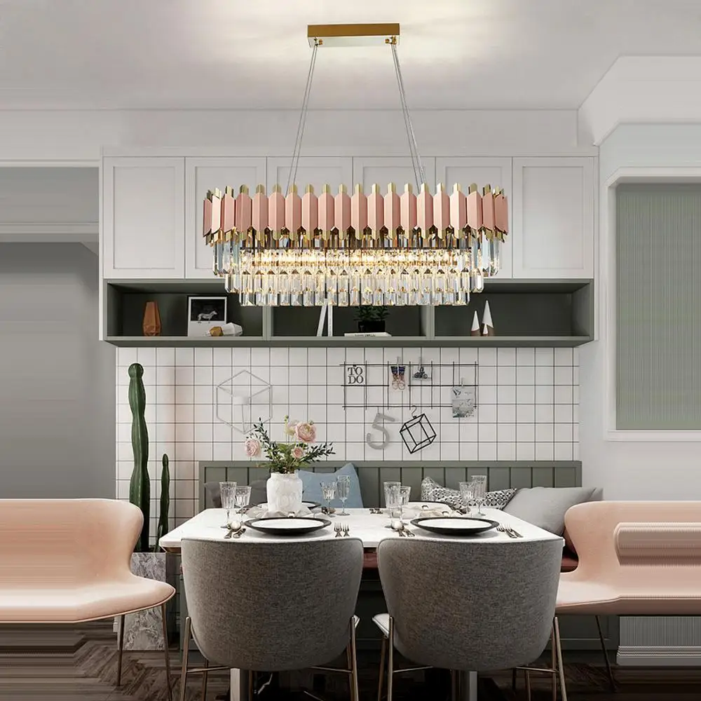 E14 LED Postmodern Crystal Stainless Steel  Rose Gold Pendant Lights.Pendant light Suspension Luminaire Lampen For Dinning Room