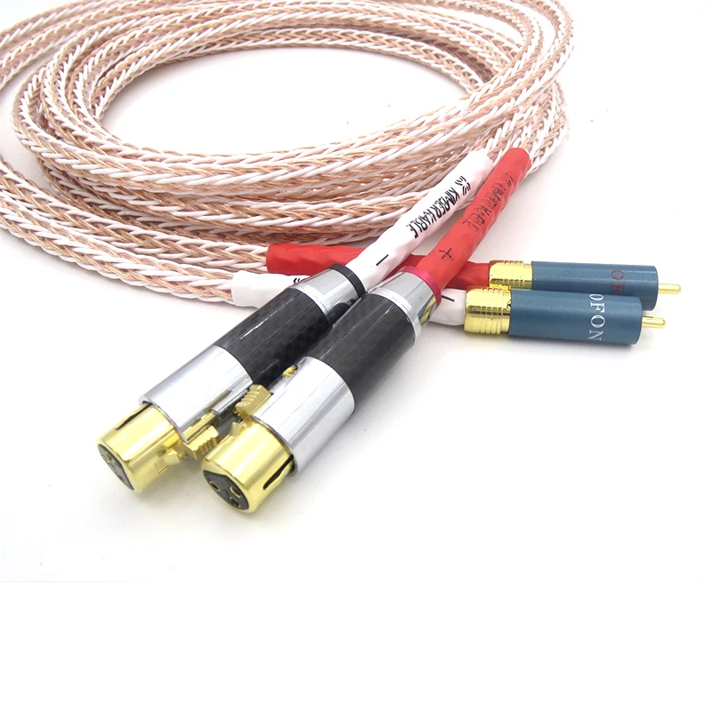 كابل Hifi 8TC 7N OCC من النحاس النقي Xlr إلى Rca ذكر، 3 Pin 2 XLR أنثى إلى 2RCA كابل صوت