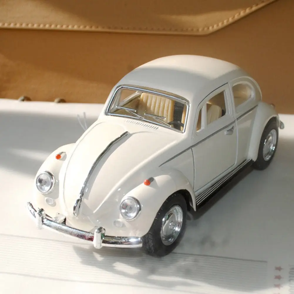 Vintage Beetle Diecast samochód z napędem Pull Back zabawkowy Model dla dzieci prezent Decor śliczne figurki