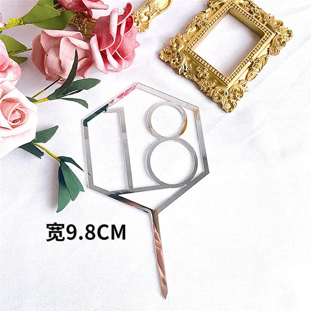 Neue 10/18/20 Zahl Alles Gute zum Geburtstag Kuchen Topper Gold Geburtstag Party Acryl Cupcake Topper Hochzeitstag Dessert Dekoration – Detail 35