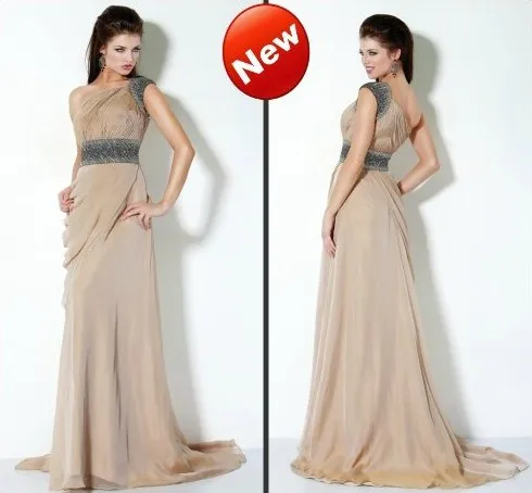 

free shipping 2018 vestido de festa sexy beaded one shoulder robe de soiree champagne party prom elegant bridesmaid dresses