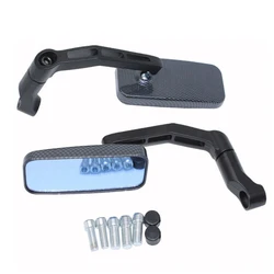 Universal 8mm 10mm Motorcycle Handle Bar End Rear Side View Mirrors Aluminum Rectangle Blind Spot Blue Rearview Side Mirror
