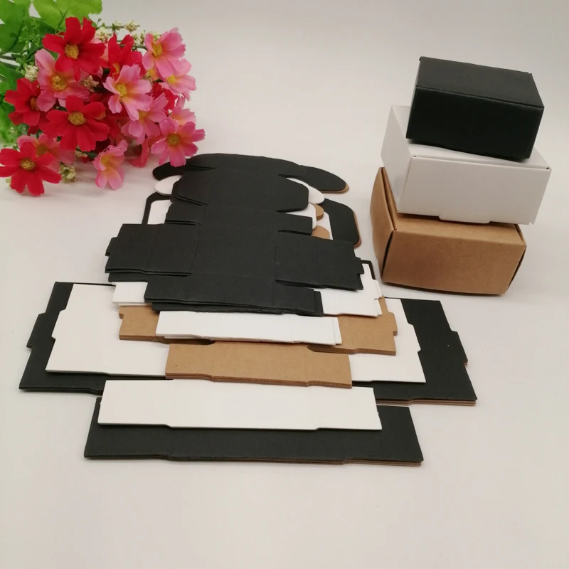 10pcs Black/White/Kraft Paper Box for Gifts Box Jewlery Display Storage Watch Earring Packaging Box Wedding Cake Paper Gift Box