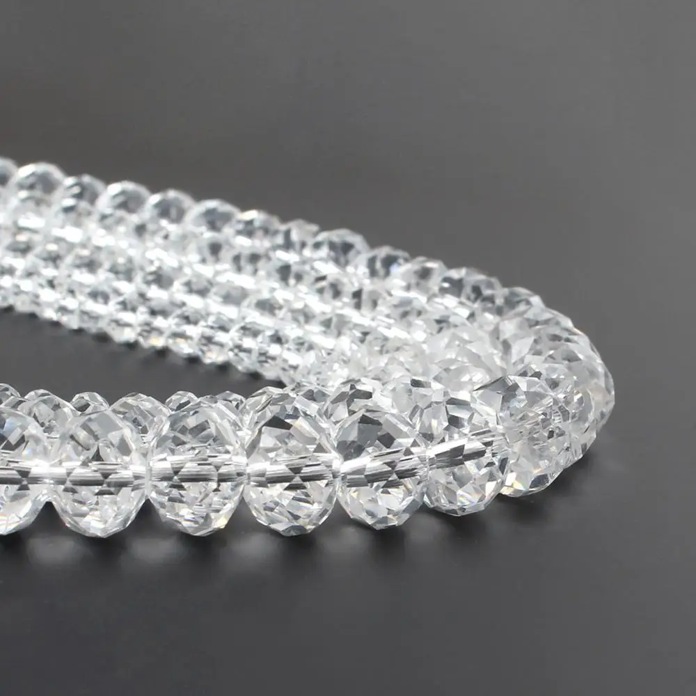 4/6/8/10/12mm Faceted Clear Glass Crystal Rondell Beads Loose Spacer Beads for Accessories Jewellery Making 15\'\'/Strand