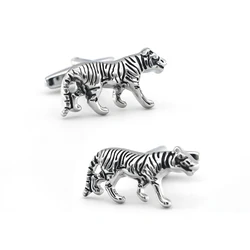 New Arrival Walking Tiger Cuff Links Black Color Animal Fans Design Quality Brass Material Men's Cufflinks Free Shipping