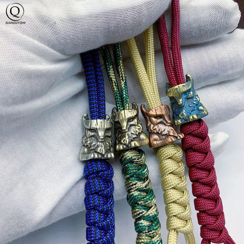Brass Egyptian Patron Saint Foxes Knife Pendants EDC Outdoor Products DIY Paracord Beads Copper Umbrella Rope Hangings Keyrings