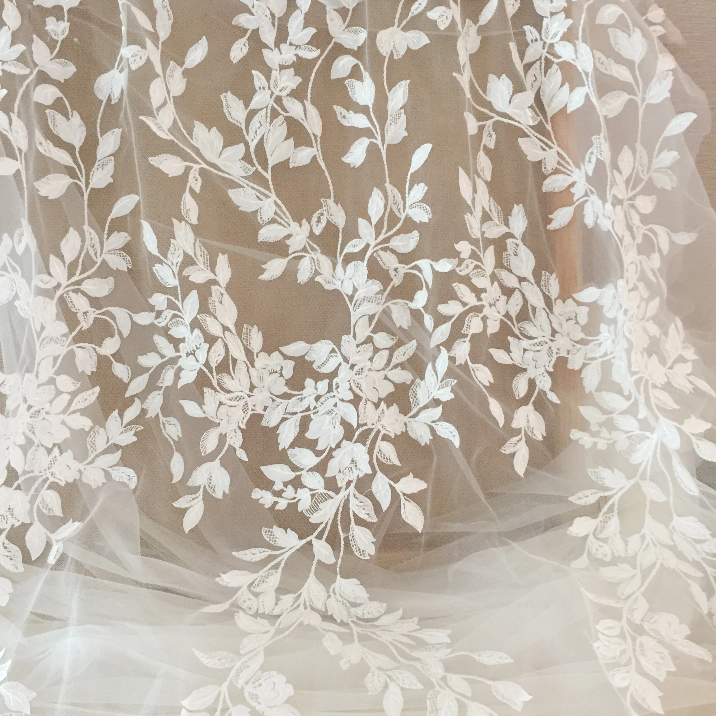 1 Yard 3D Ivory Laser Cut Flower Blossom Embroidery Lace Fabric by Yard for Wedding  Gown Prom Dress Bridal Veils - AliExpress 15
