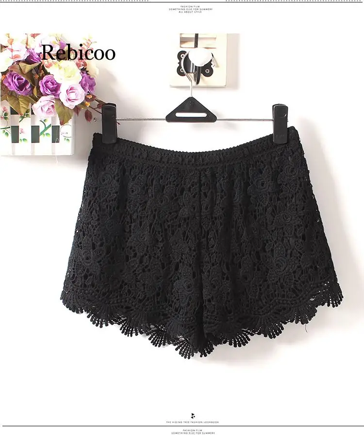 Summer  New Women Sexy Lace Shorts Cotton Floral Lace Crochet Mini Shorts Leisure Short Trousers