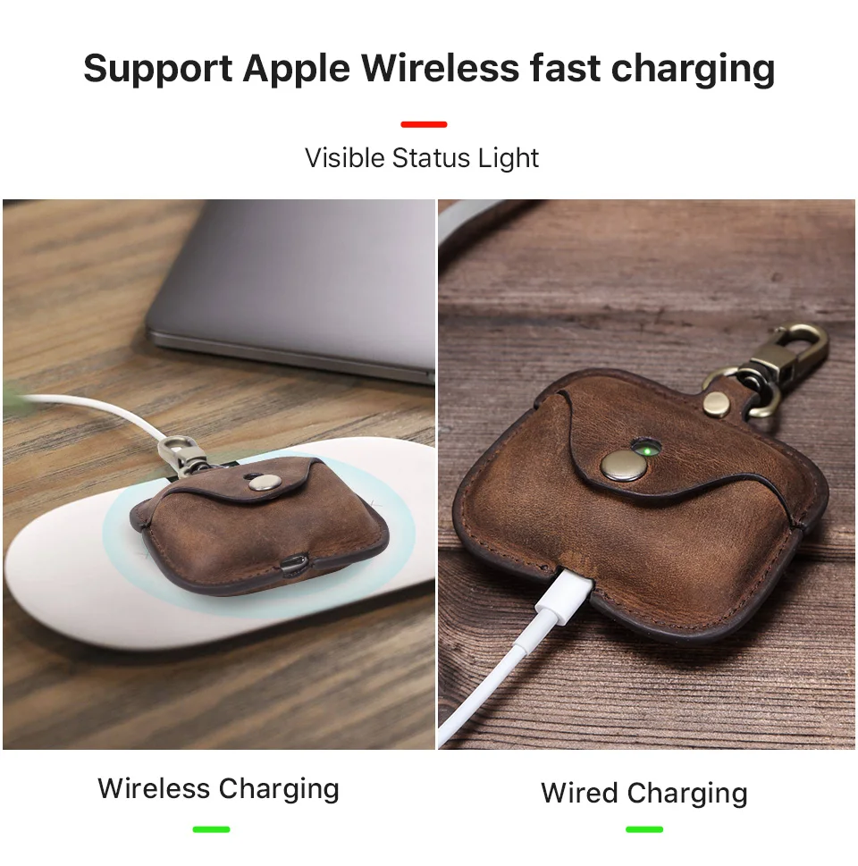 Retro-Echtlederhülle für AirPods Pro Hülle Funda Airpod Pro Ohio Bluetooth Wireless Kopfhörer Ladebox Luxus – Detail 11