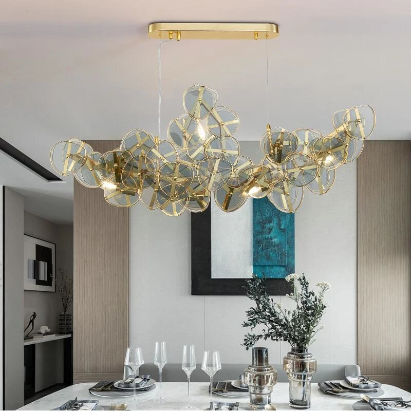 Rectangular crystal chandelier restaurant island decorative lights American creative window lights