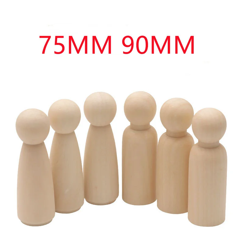 5PC/Lot Wooden Peg Dolls 35/43/55/65/75/90mm Wood Dolls Painting DIY Home Nursery Decoration Women Men Wooden Peg Dolls Ornament