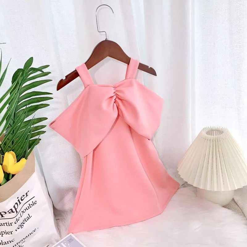 Girls Baby Summer Clothes kids Bow Knot Sling Dress For toddler Girls Baby Clothing 1-6T Birthday Princess party Dresses Dress