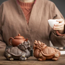 Yixing Zisha Dragon Turtle Tea Pet Lucky Blessing Handmade Sculpture Tea Play Tea Ceremony Tea Tray Can Raise Zisha Tea Toys