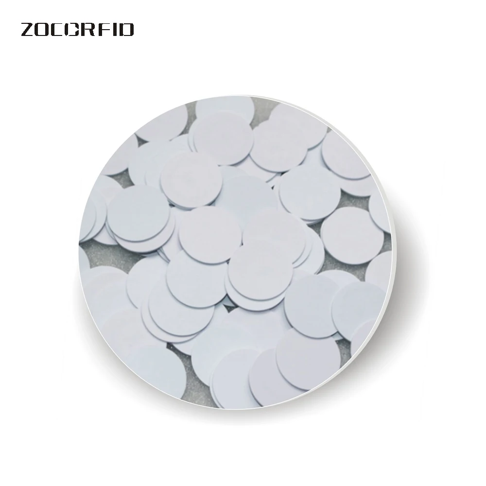 

100pcs/lot 20mm-3M 13.56MHZ S50 F08 NFC Tags FM11RF08 IC Card ISO14443A Coin Card 20mm Plastic White