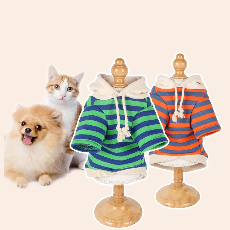 

Pet Clothes Autumn / Winter Striped Hoodie Fashion Casual Hoodie for Dogs and Cats with Hats Cn(origin)