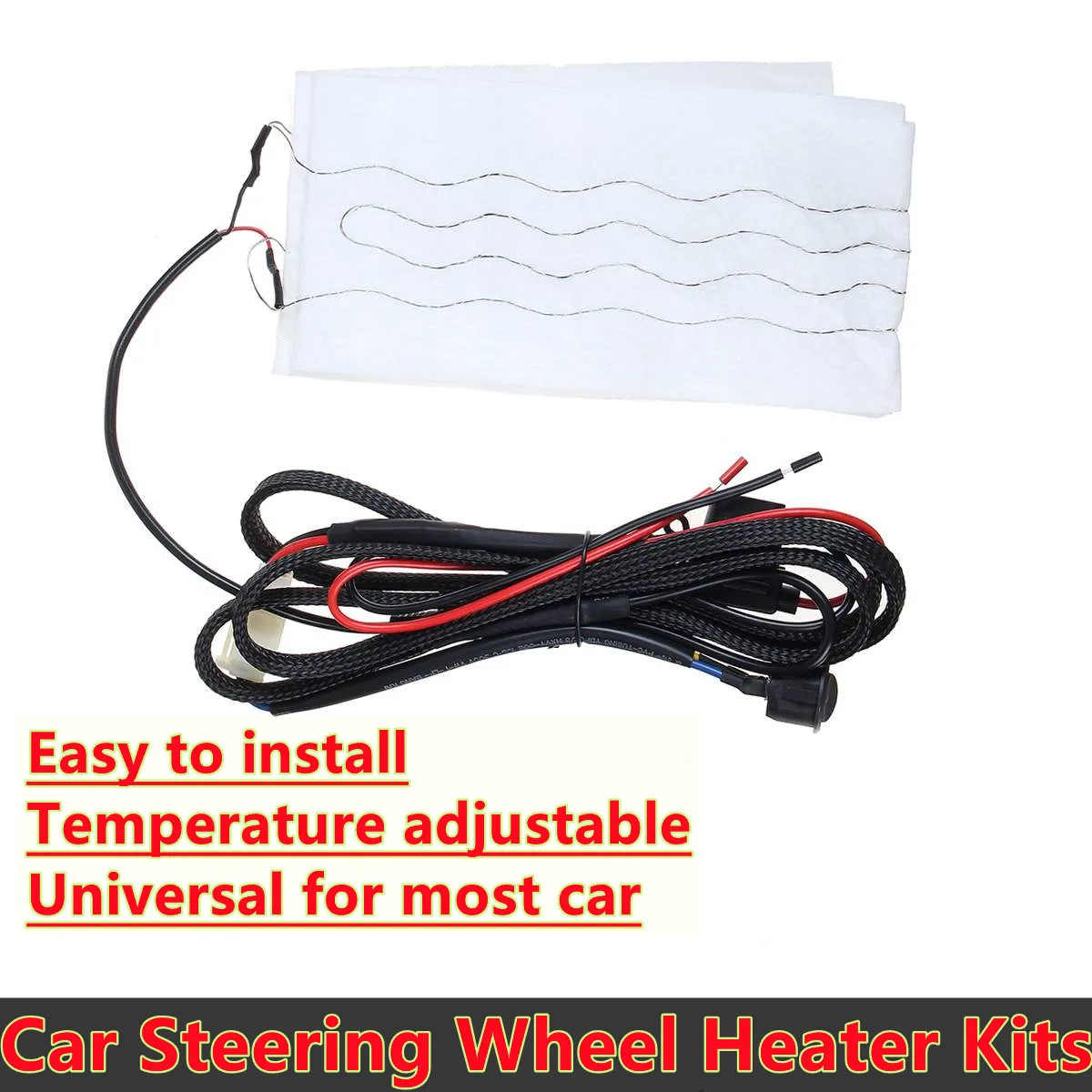 Easy to install 6 Gear Round Switch Universal Flocking Heating Cloth Car Steering Wheel Heater Kits Car Heat Pads Adjustable