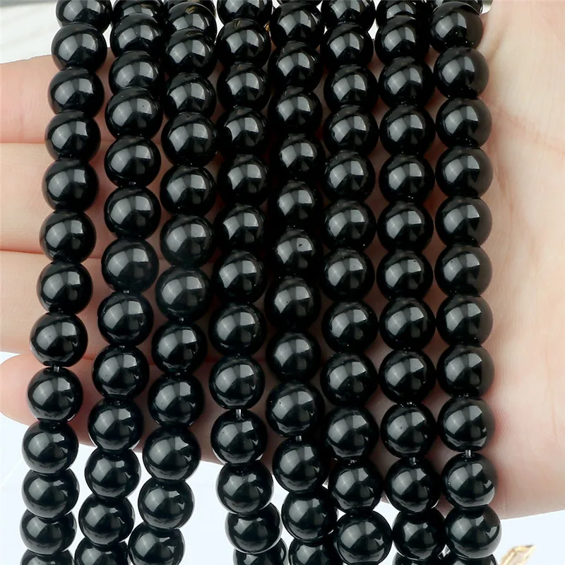 Shiny Black Obsidian Natural Stones 10/8/6/4mm Loose Beads For DIY Bracelets Necklace Beaded Jewelry Making Accessoriy Wholesale