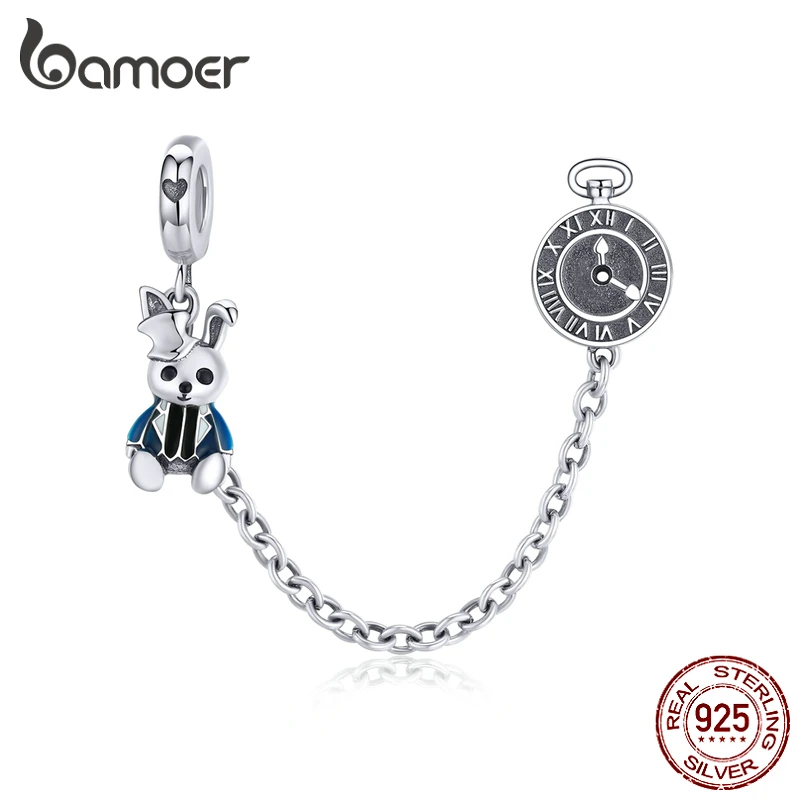 

bamoer Magic Forest Adventure Collection Magical Rabbit and Clock Long Charm fit Original Bracelet not safety chain SCC1443