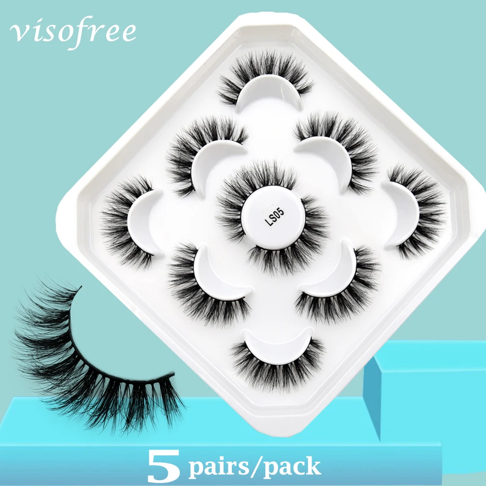 Visofree – faux cils naturels longs, 5 paires, maquillage 3D, vison, Extension, beauté